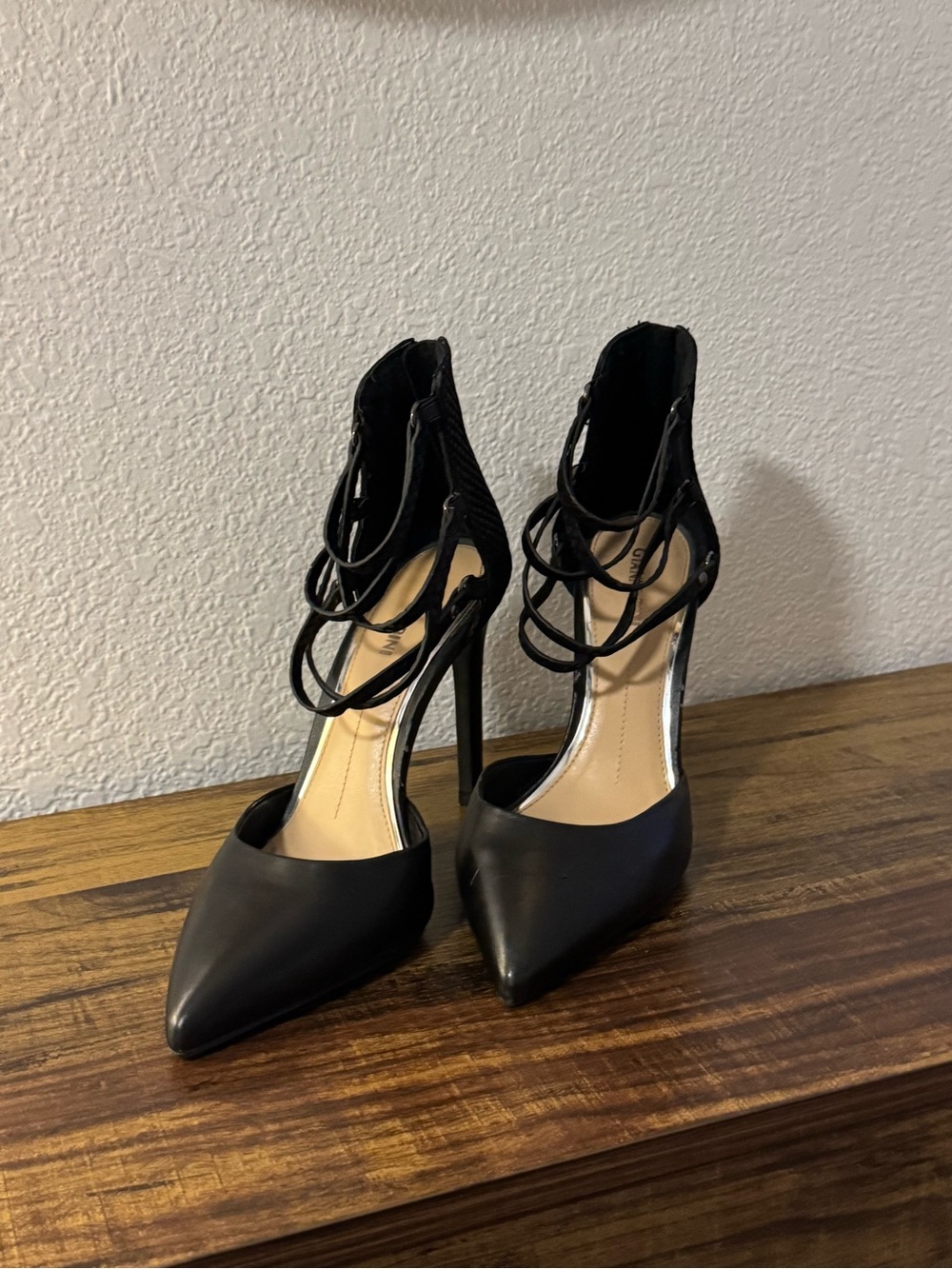 Gianni Bini Black leather Lace-Up Stiletto Heels